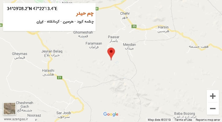 روستای چم حیدر بر روی نقشه