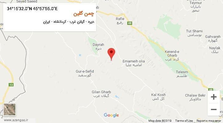 روستای چمن گلین بر روی نقشه