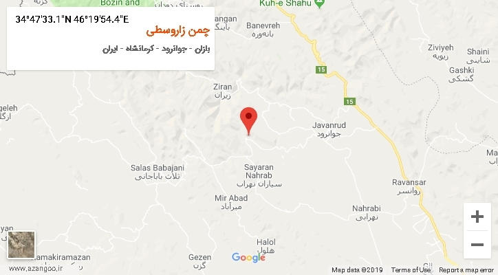 روستای چمن زاروسطی بر روی نقشه