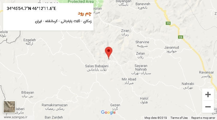 روستای چم رود بر روی نقشه
