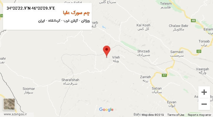 روستای چم سورک علیا بر روی نقشه
