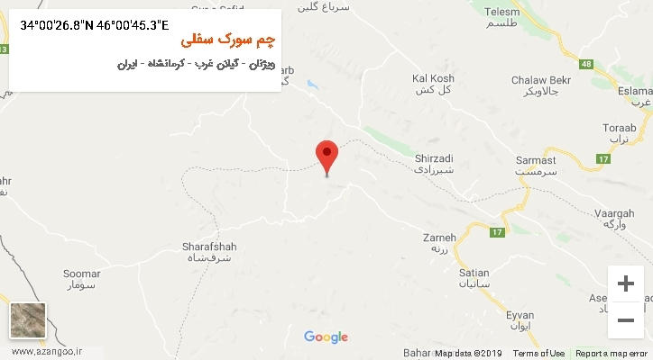 روستای چم سورک سفلی بر روی نقشه
