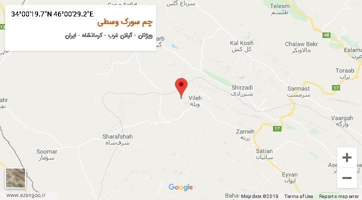 روستای چم سورک وسطی بر روی نقشه