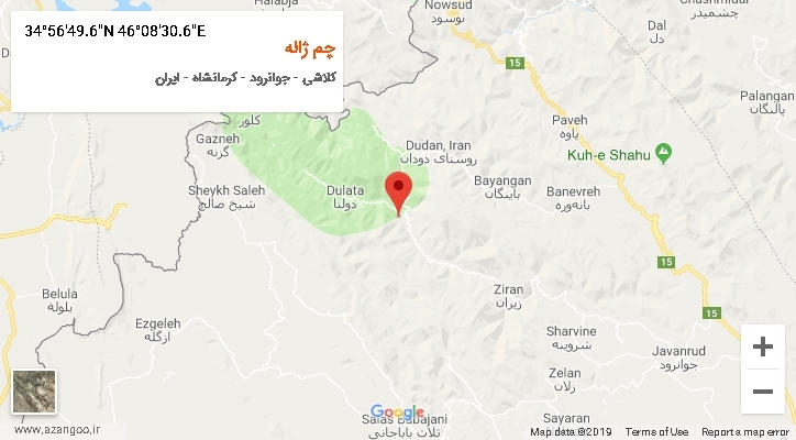 روستای چم ژاله بر روی نقشه