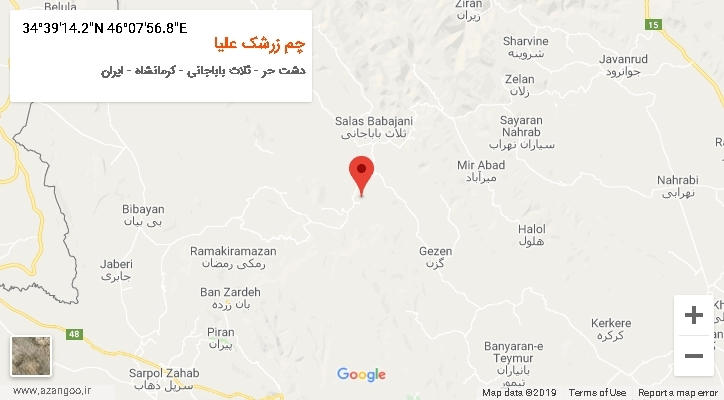 روستای چم زرشک علیا بر روی نقشه