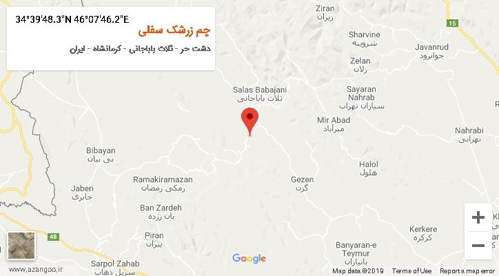 روستای چم زرشک سفلی بر روی نقشه