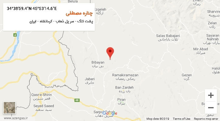 روستای چناره مصطفی بر روی نقشه