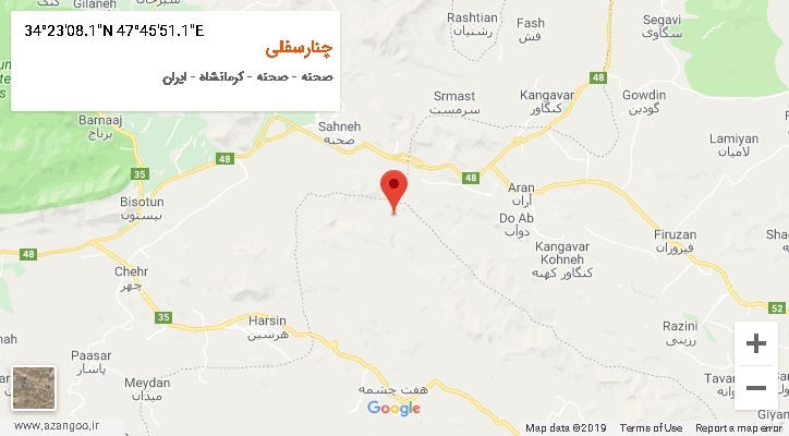 روستای چنارسفلی بر روی نقشه