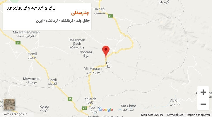 روستای چنارسفلی بر روی نقشه
