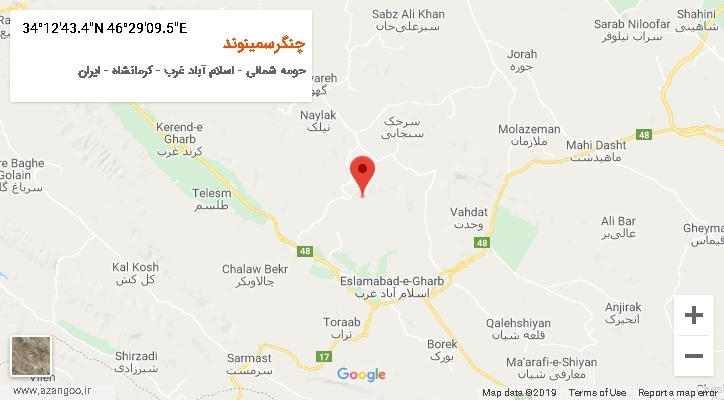 روستای چنگرسمینوند بر روی نقشه