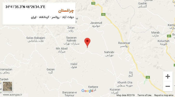 روستای چراغستان بر روی نقشه