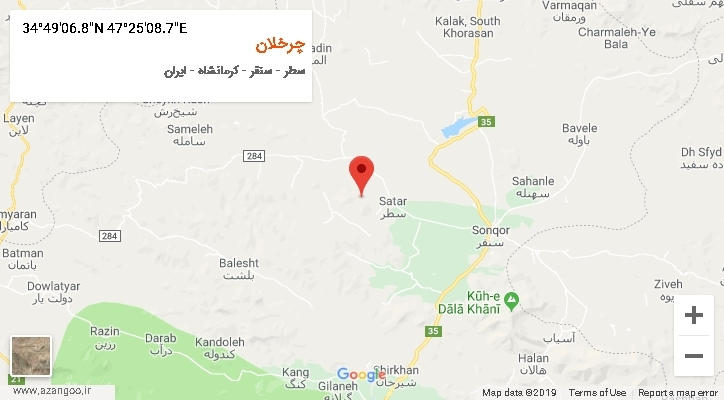 روستای چرخلان بر روی نقشه