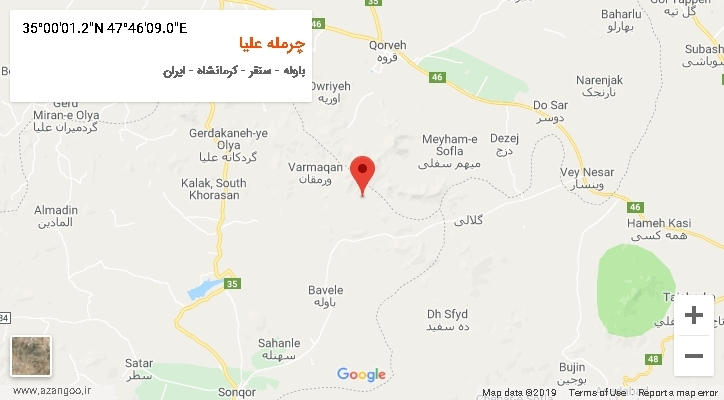 روستای چرمله علیا بر روی نقشه