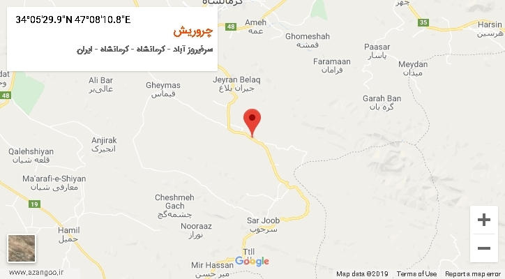 روستای چروریش بر روی نقشه