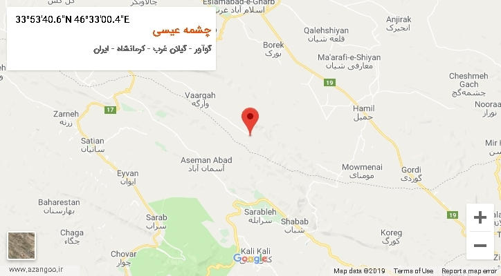 روستای چشمه عیسی بر روی نقشه