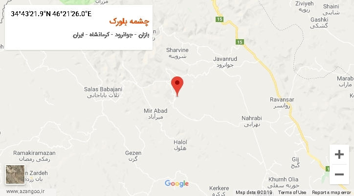 روستای چشمه بلورک بر روی نقشه