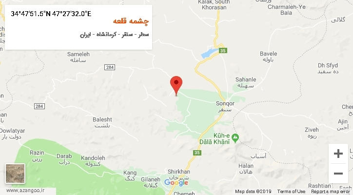 روستای چشمه قلعه بر روی نقشه