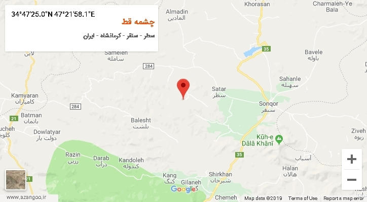 روستای چشمه قط بر روی نقشه