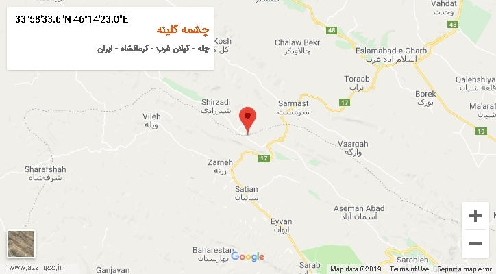 روستای چشمه گلینه بر روی نقشه