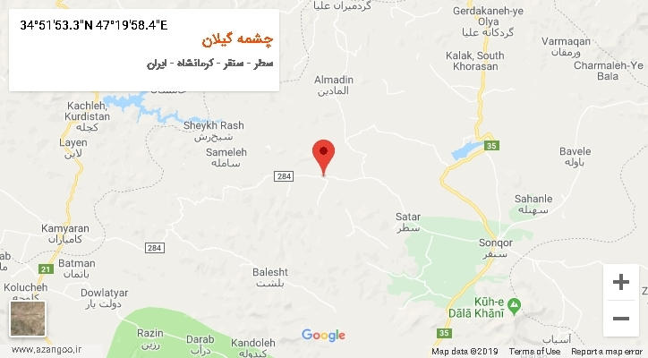 روستای چشمه گیلان بر روی نقشه