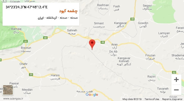 روستای چشمه کبود بر روی نقشه