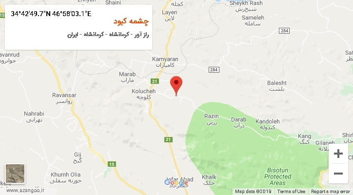 روستای چشمه کبود بر روی نقشه