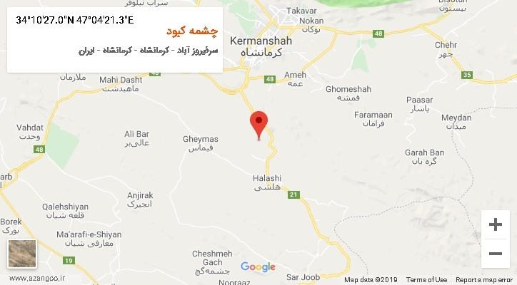 روستای چشمه کبود بر روی نقشه