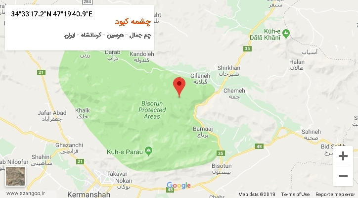 روستای چشمه کبود بر روی نقشه