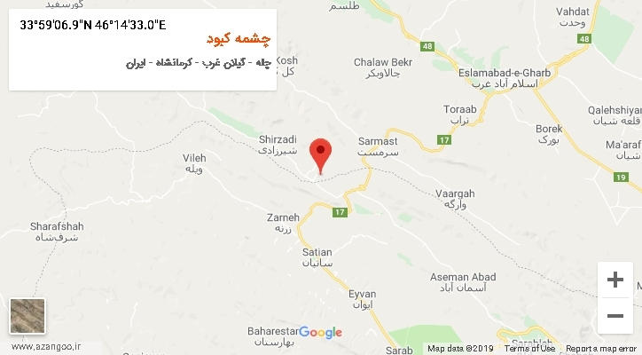 روستای چشمه کبود بر روی نقشه