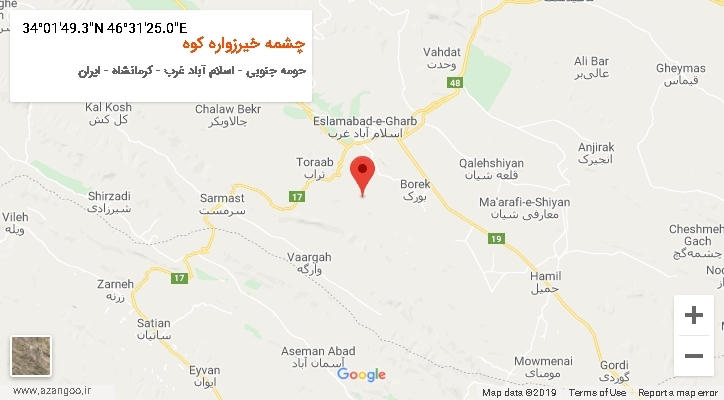 روستای چشمه خیرزواره کوه بر روی نقشه