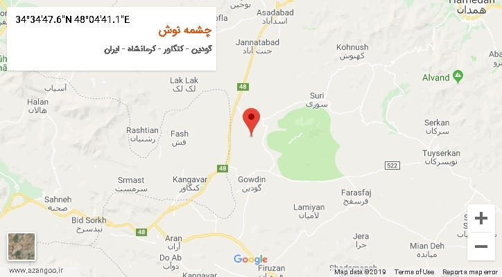 روستای چشمه نوش بر روی نقشه