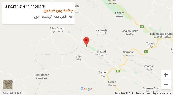 روستای چشمه پهن فریدون بر روی نقشه