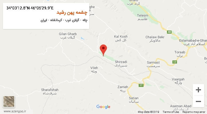 روستای چشمه پهن رشید بر روی نقشه
