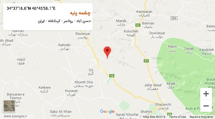 روستای چشمه پنبه بر روی نقشه