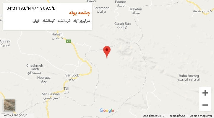 روستای چشمه پونه بر روی نقشه