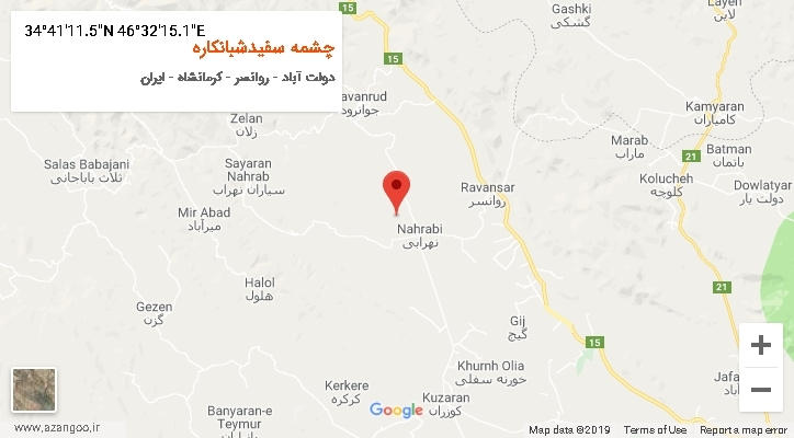 روستای چشمه سفیدشبانکاره بر روی نقشه