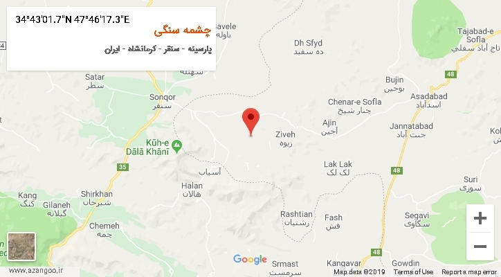 روستای چشمه سنگی بر روی نقشه