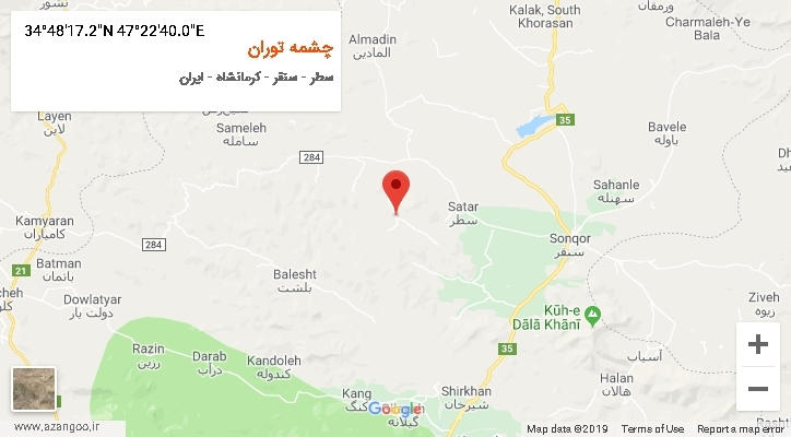 روستای چشمه توران بر روی نقشه