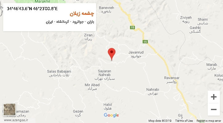 روستای چشمه زیلان بر روی نقشه