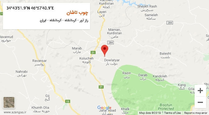 روستای چوب تاشان بر روی نقشه