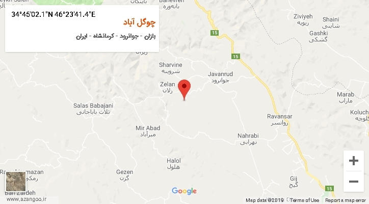 روستای چوگل آباد بر روی نقشه