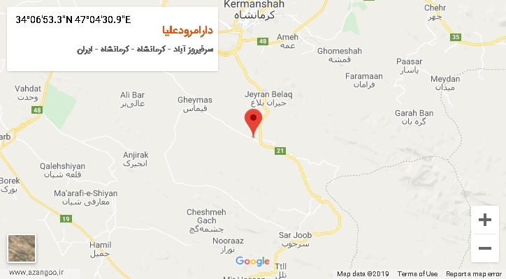روستای دارامرودعلیا بر روی نقشه
