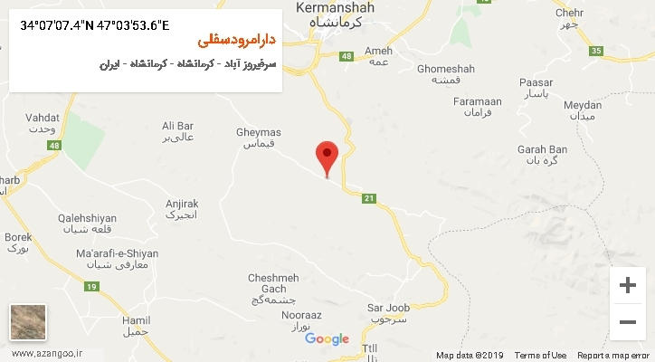 روستای دارامرودسفلی بر روی نقشه