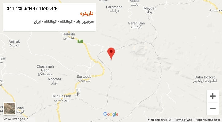 روستای داربدره بر روی نقشه