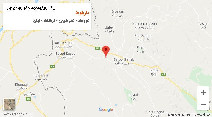 روستای داربلوط بر روی نقشه