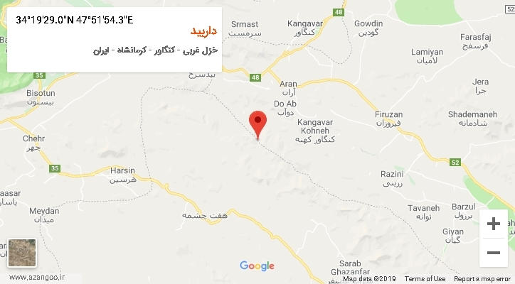روستای داربید بر روی نقشه