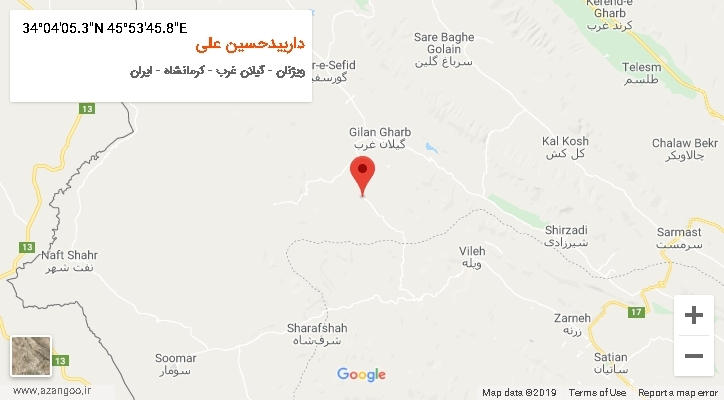 روستای داربیدحسین علی بر روی نقشه