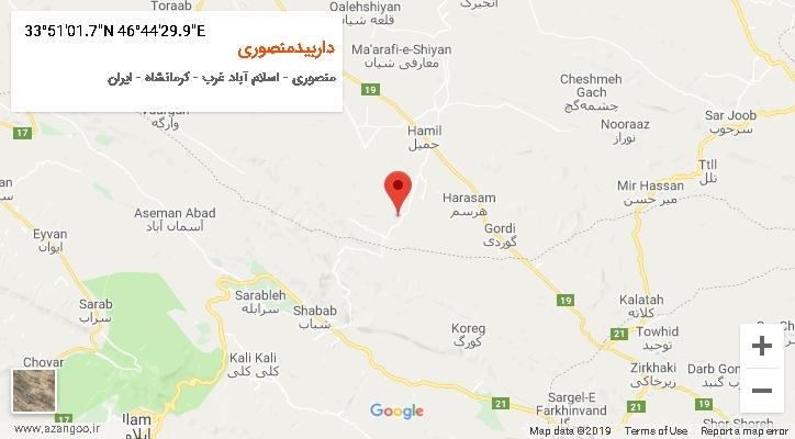 روستای داربیدمنصوری بر روی نقشه