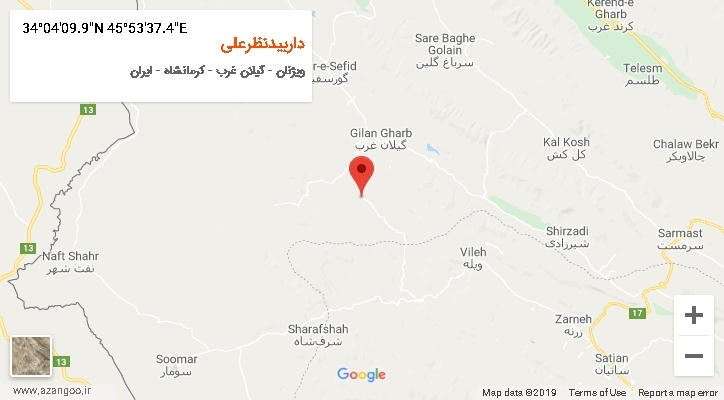 روستای داربیدنظرعلی بر روی نقشه