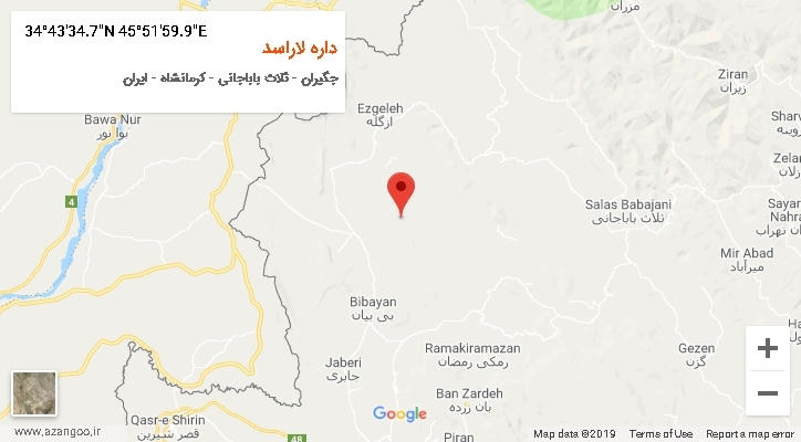 روستای داره لاراسد بر روی نقشه